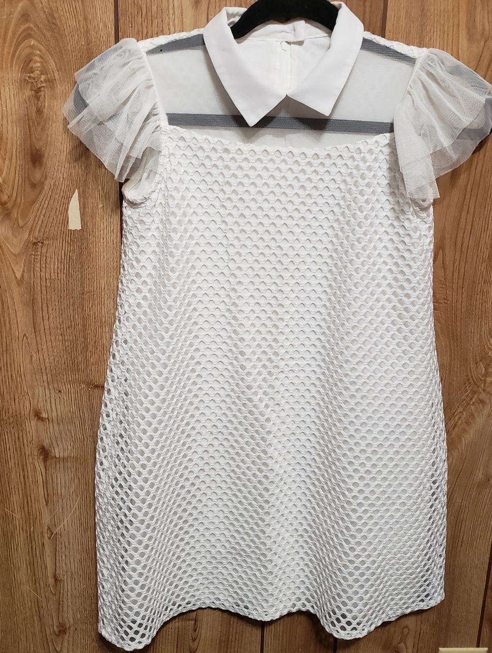 Girls Layer Dress By Kalinka Large (10-12) Off White Lined Collar Flutter Fairy